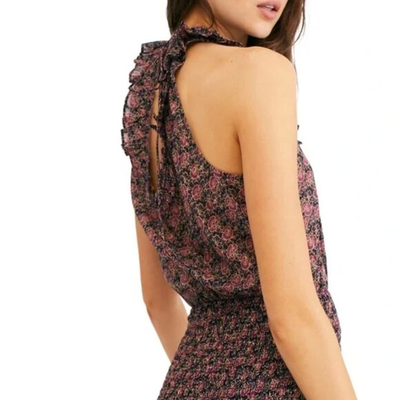 Free People I’m your favorite sleeveless purple floral bodycon tunic min… - Picture 5 of 11